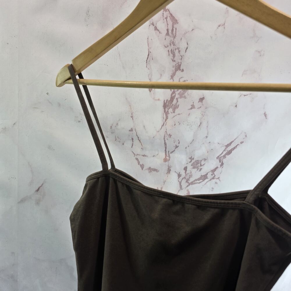 Skims Tank Top Womens Medium Brown Crop New Vintage Cami Spaghetti Square Neck - Picture 7 of 11